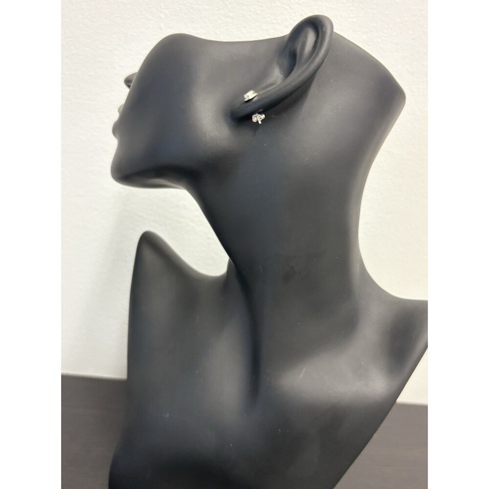 Petite 925 Solid Sterling Silver Genuine Amethyst Bezel Set Post Earrings - Picture 7 of 12